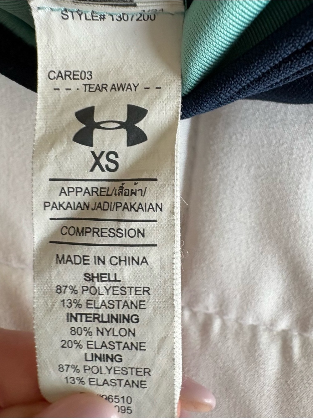 Under Armour Women’s Mint Green and Navy Sports Bra - Picture 5 of 6
